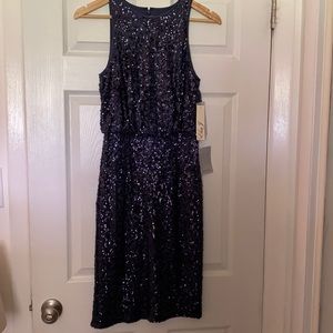 NWT GORGEOUS Eliza J Navy Blue Sequin Dress 👗